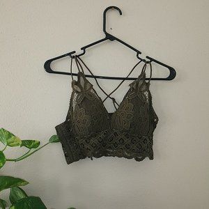 Olive Green Crochet Lace Bralette